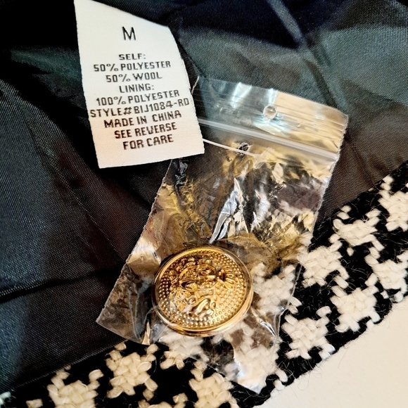 Aura No Bad Angles Oversized Houndstooth Wool Blend Gold‎ Button Blazer Size M - Picture 10 of 13